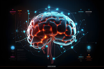wireframe mesh of brain,scan technology,electric,technology concept.