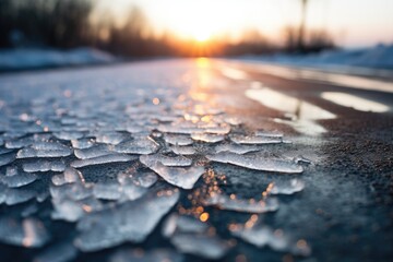 icy road for a car. - obrazy, fototapety, plakaty