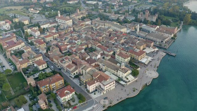 A breathtaking view of the picturesque Lazise old town and the magnificent Lake Garda from above