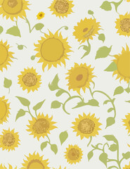 Golden Sunflowers Seamless Background