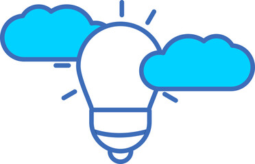 Isolated Cloud With Bulb Icon in Line Art.
