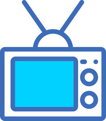 Retro Television Icon in Flat Style.