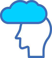 Isolated Cloud With Mind Icon in Line Art.