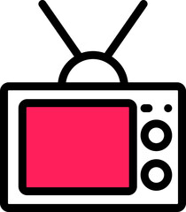 Retro Television Icon in Flat Style.
