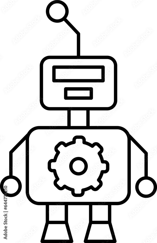 Poster robot setting icon in black outline.