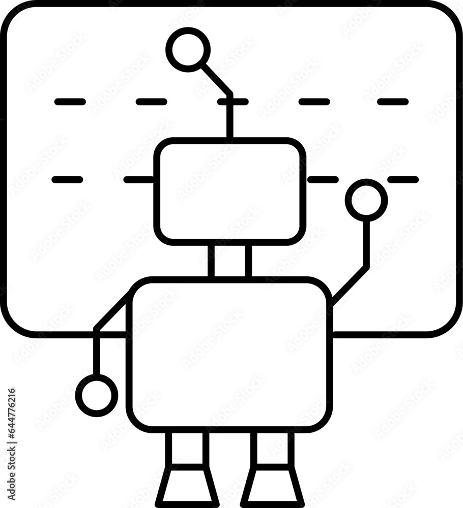 Poster outline chatbot robot icon in flat style.