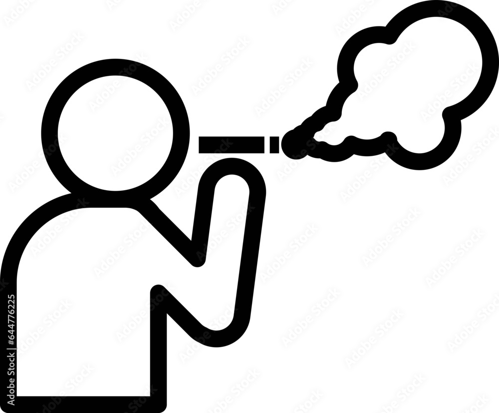 Sticker line art illustration of man smoking icon.