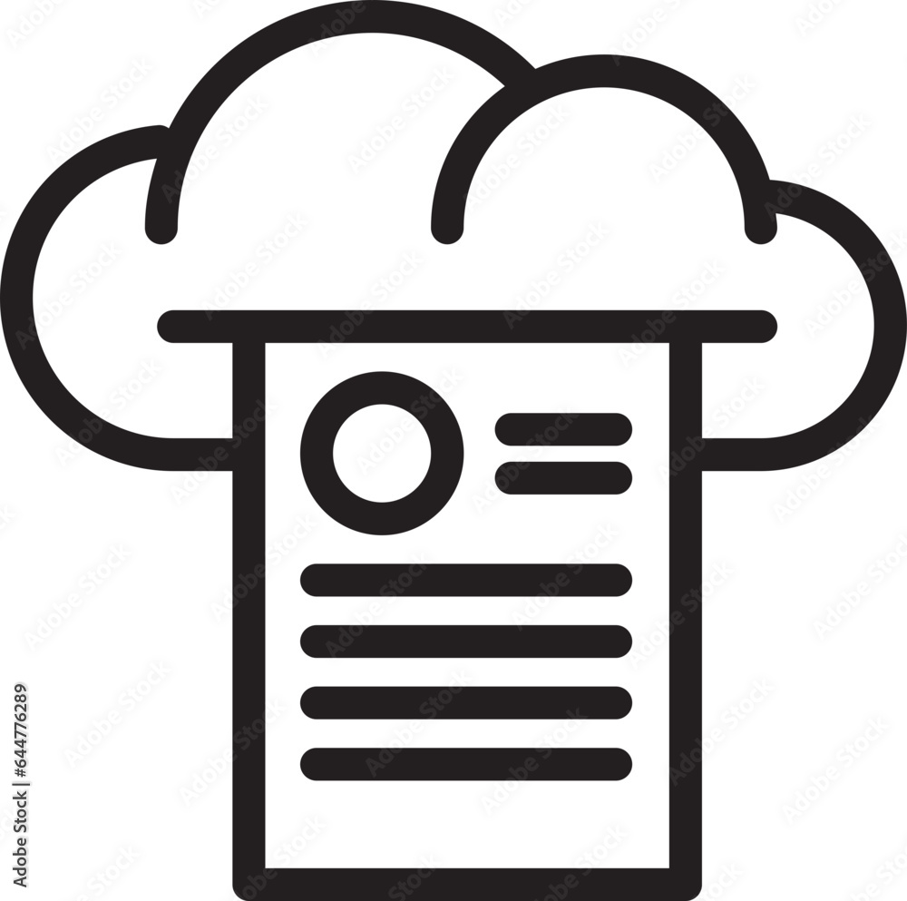 Poster flat style cloud with document paper icon in line art.
