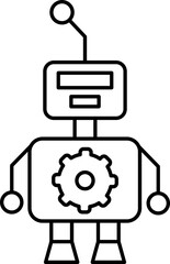 Robot setting icon in black outline.