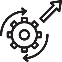 Line art illustration of Setting process arrow icon.