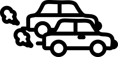 Smoke out from cars icon in line art.