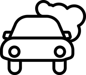 Smoke out from auto icon in thin line art.