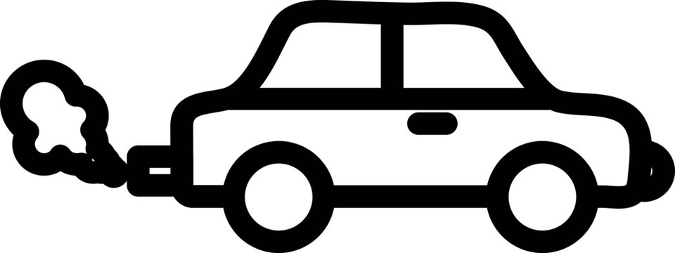 recommend clip art: Smoke out from auto icon in thin line art.