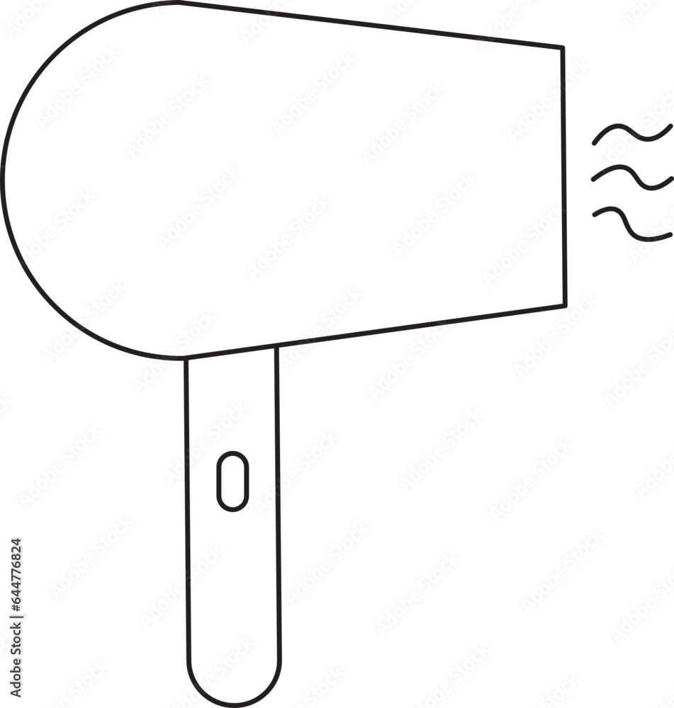 Sticker Illustration of Hsvgr Or Blow Dryer Icon in Line Art.