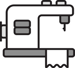 Digital Sewing Machine Icon in Gray and White Color.