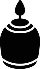 Illuminated Candle Icon in Black and White Color.