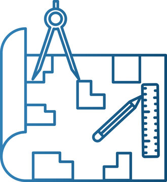 Illustration of Blue Print Icon In Flat Style.