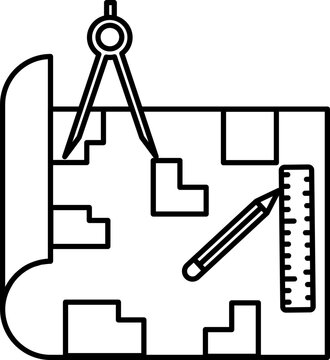 Illustration of Blueprint Icon In Flat Style.