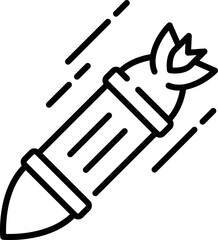 Rocket or Missile Icon in thin line art.