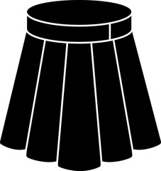 Illustration Of Skirt Icon Or Symbol In B&W Color.