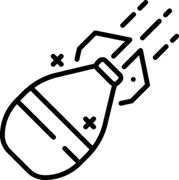 recommend clip art: Black outline atom bomb icon on white background.