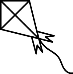 Illustration of Kite icon in line art.