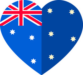 Australia Flag color heart shape icon.