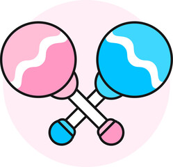 Maracas icon in blue and pink color.