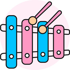 Xylophone icon in pink and blue color.
