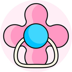Flat style pacifier icon in pink color.
