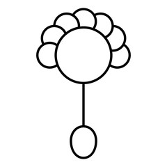 Line art rattle icon in flat style.