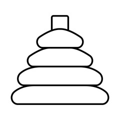 Pyramid toy icon in black line art.