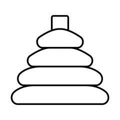 Pyramid toy icon in black line art.