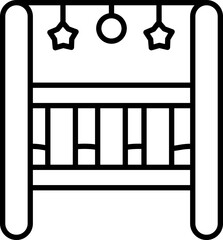Illustration of Cradle icon in black line art.