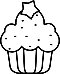 Flat style Cupcake icon in line art.