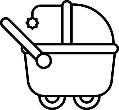 recommend clip art: Black line art illustration of Stroller icon.