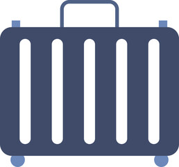 Blue And White Color Suitcase Icon In Flat Style.