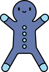 Gingerbread Icon In Blue Color.