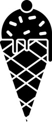 Ice Cream Cone Icon In B&W Color.