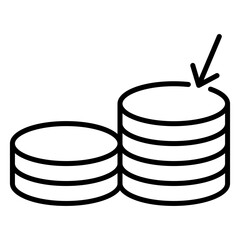 Add coin stack icon in black line art.