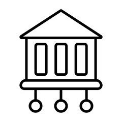 Bank Building Connection icon in black line art.