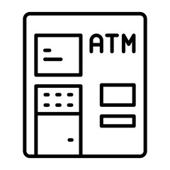 ATM Machine icon in black line art.