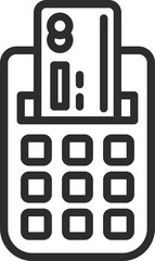 Pos Terminal Machine with Card Icon in Black Outline.