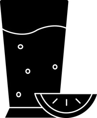 Black And White Color Watermelon Juice Glass Icon In Flat Style.