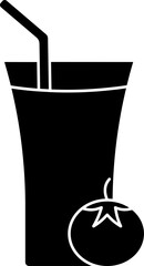 Tomato Juice Glass Icon In Black And White Color.