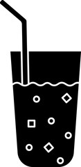 Cold Drink Glass Icon In Black And White Color.