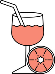 Kiwi Juice Glass Icon In Red And White Color.