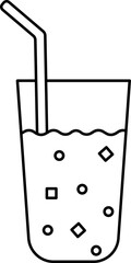 Cold Drink Glass Icon In Black Outline.