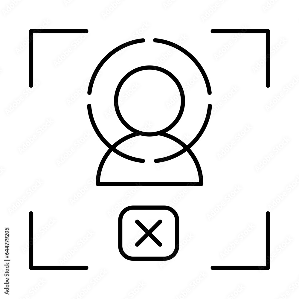 Poster cancel face scan icon in thin line art.