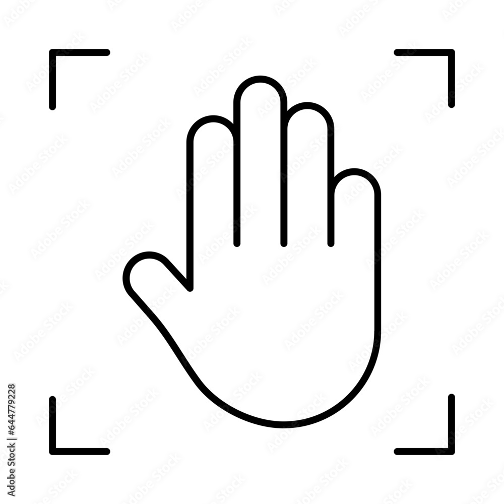 Poster Black line art illustration of Hand Scan icon.